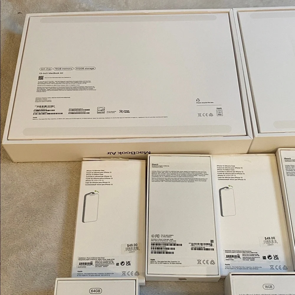 Bundle of EMPTY Apple packaging:  2 MacBook Air 13, AirPods Pro, iPhones, etc.